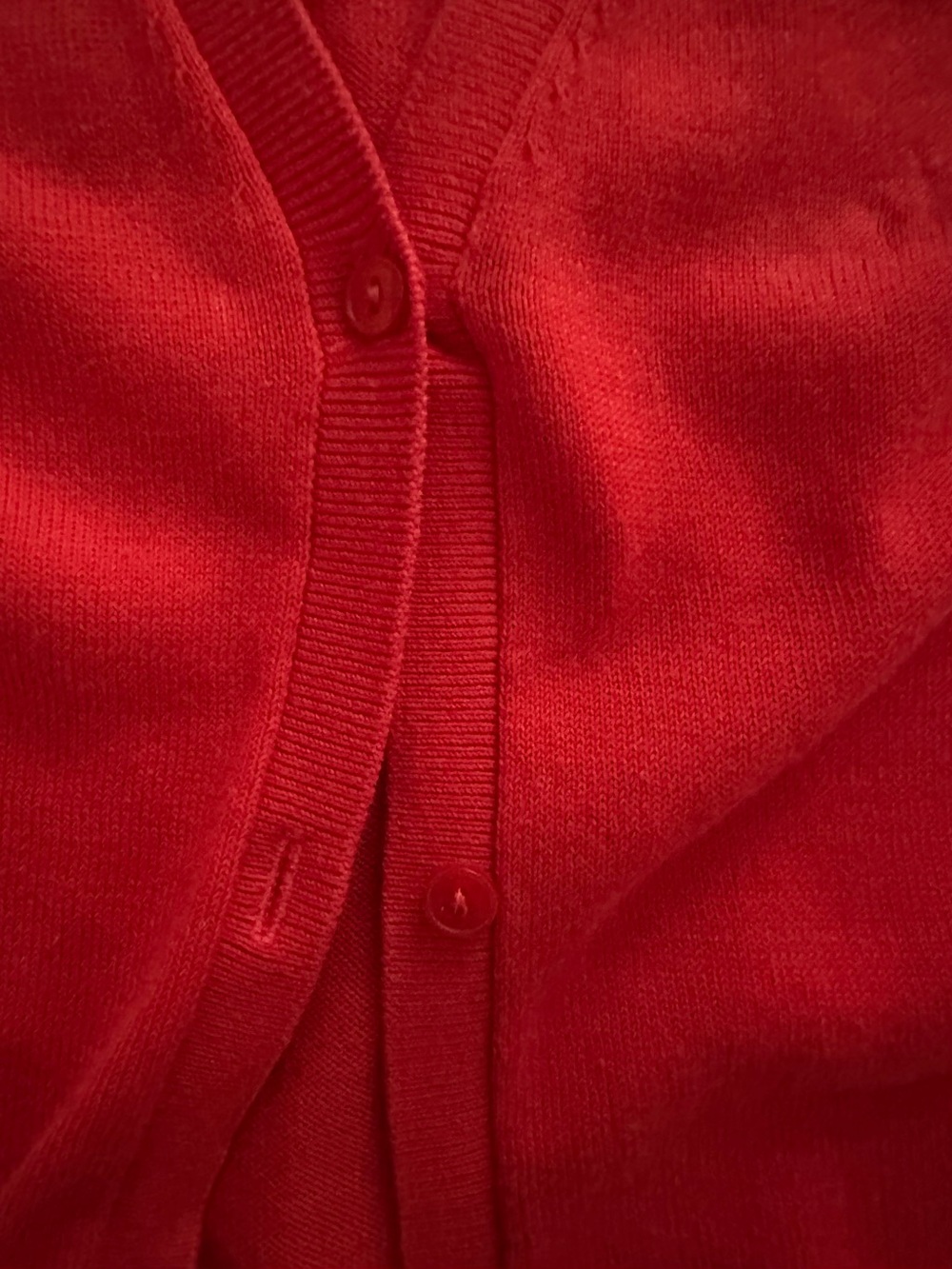 LOFT Bright Red Lightweight V-Neck Cardigan, Size Large - Picture 4 of 6